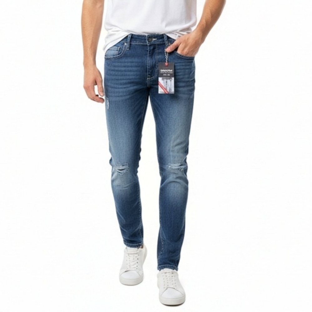 Company 81 Slim Fit Jeans Mens Size 28 x 30 Distressed Blue Dark Wash